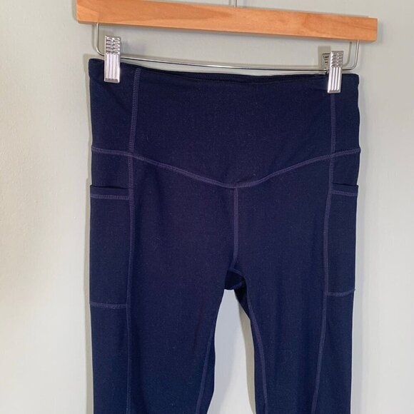 Gaiam dark blue ankle length pull on elastic waist workout yoga leggings - Picture 2 of 11